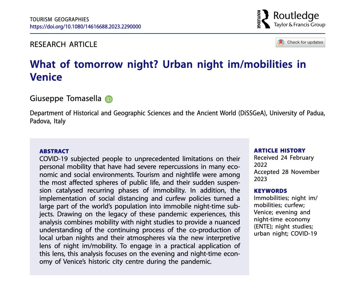 New in Tourism Geographies - on lifestyle mobilities

✈  The papers mentioned here are included in the forthcoming Tourism Geographies special issue, "Social mobility goes on holiday: Rethinking space and communities through tourism mobilities, before and after the pandemic”.