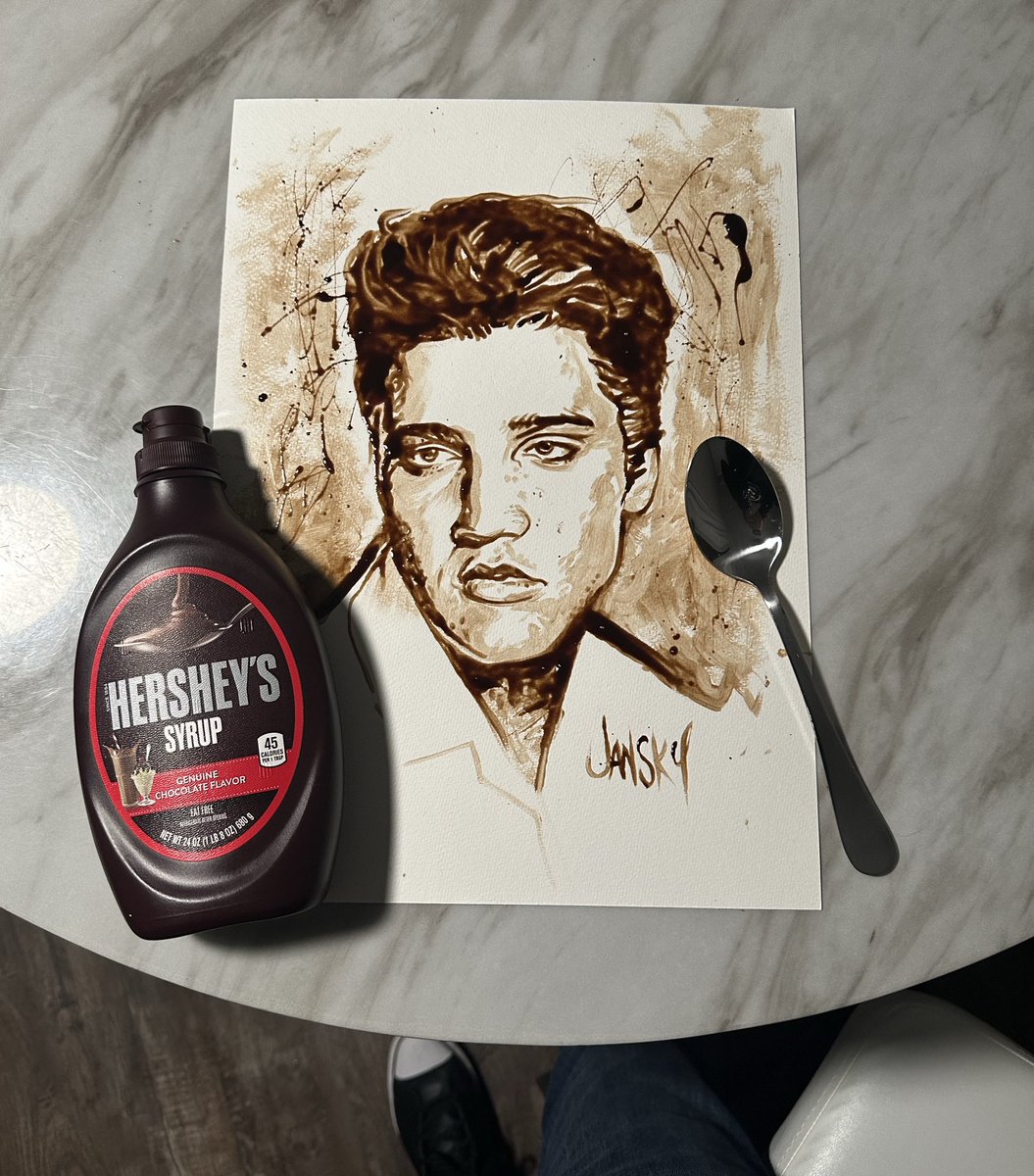 Happy birthday #Elvis . I drew him in #chocolate <a href="/VisitGraceland/">Graceland</a>  <a href="/Cilla_Presley/">Priscilla Presley</a>