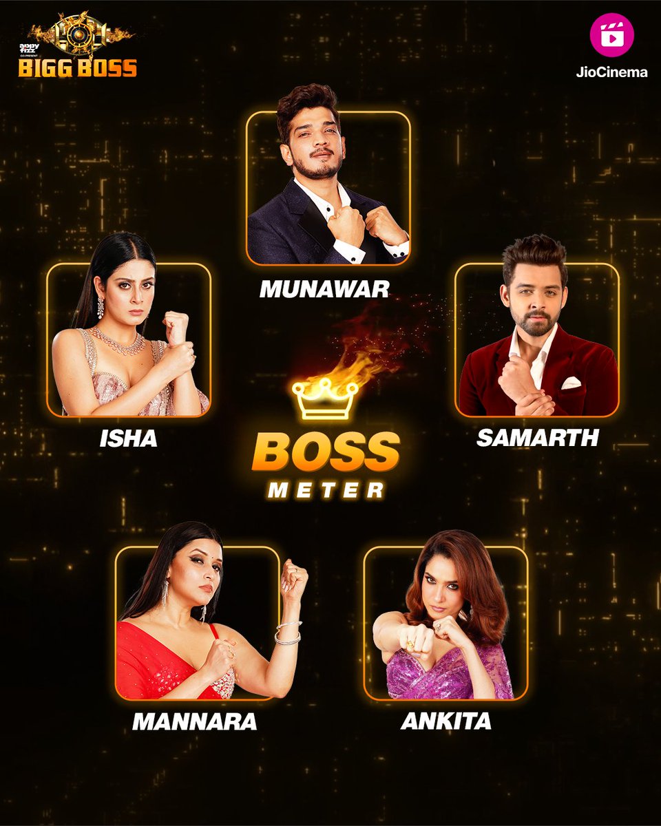 HotstarReality's tweet photo. Iss baar ke boss meter mein yeh hai humare fighters! Vote for your fav contestant to make them win.

Vote for your favourite contestant by using their hashtag in the comments👇🏻

#MunawarIsTheBoss
#SamarthIsTheBoss
#AnkitaIsTheBoss
#IshaIsTheBoss
#MannaraIsTheBoss

#BossMeter https://t.co/CUeLQl9qFh