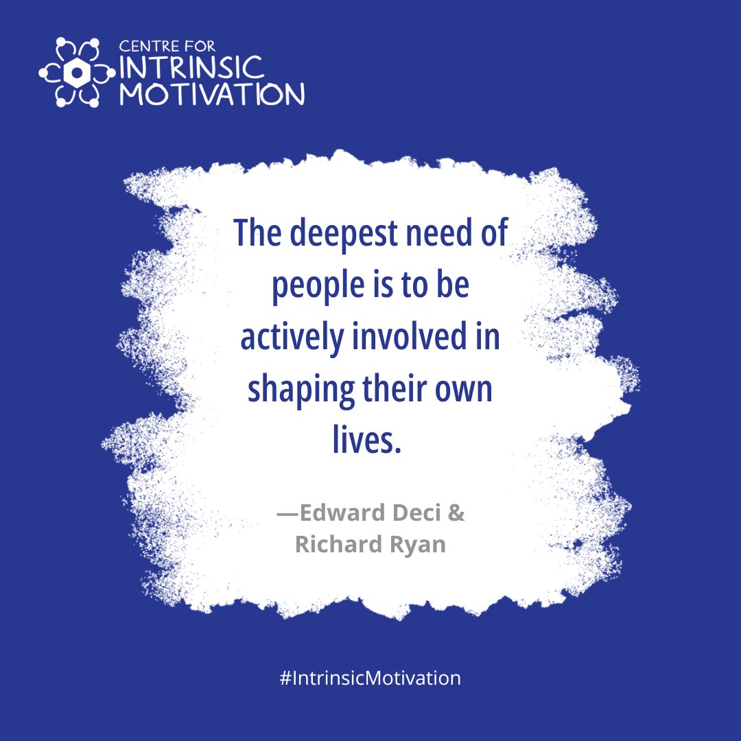 CentreforIM's tweet photo. #MondayMotivation
From book: Intrinsic Motivation and Self-Determination in Human Behavior
#centreforintrinsicmotivation #IntrinsicMotivation #EdwardDeci #RichardRyan https://t.co/FoXBjvA1c7