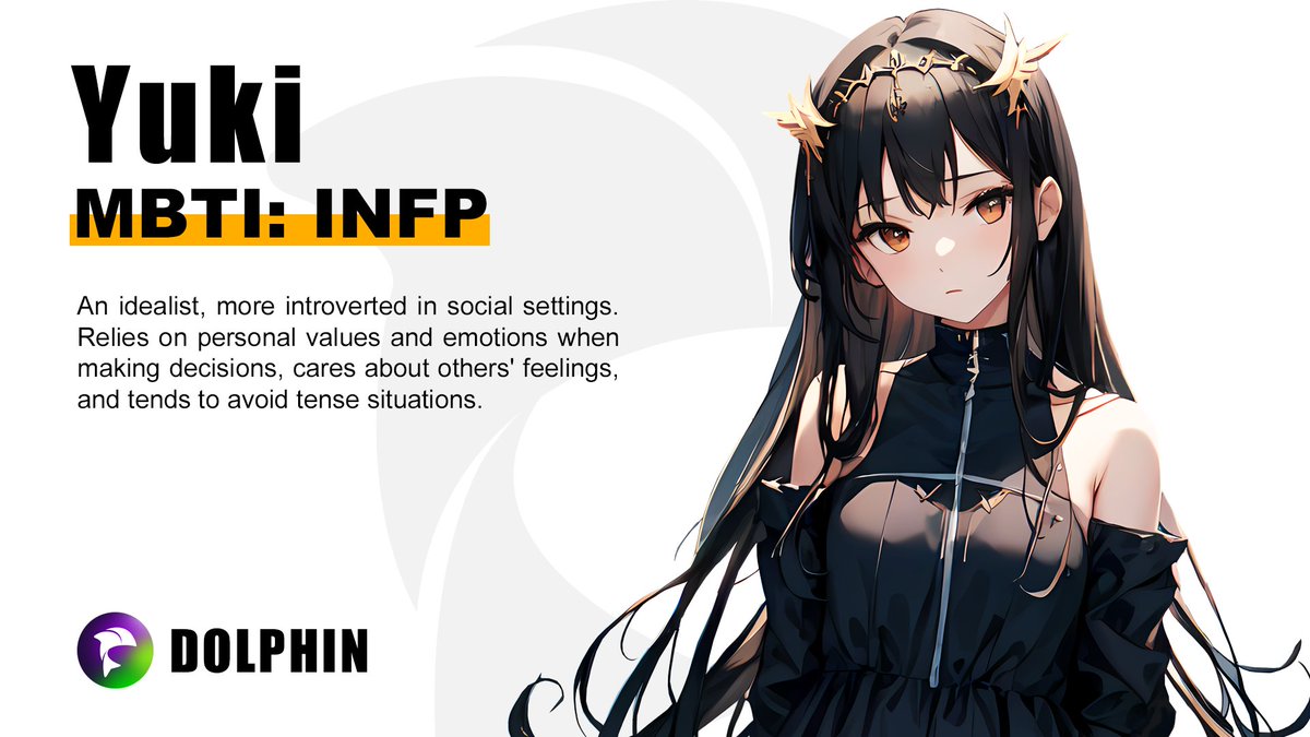 web3dolphinAI's tweet image. Yuki is girl of blackpink, personality of INFP, the creative and emotional girl.

I will start with &quot; I have to say your black caught my eyes&quot; to hit Yuki. 😍💑

What about you?🤔 #dolphinai #aiagent #ailove