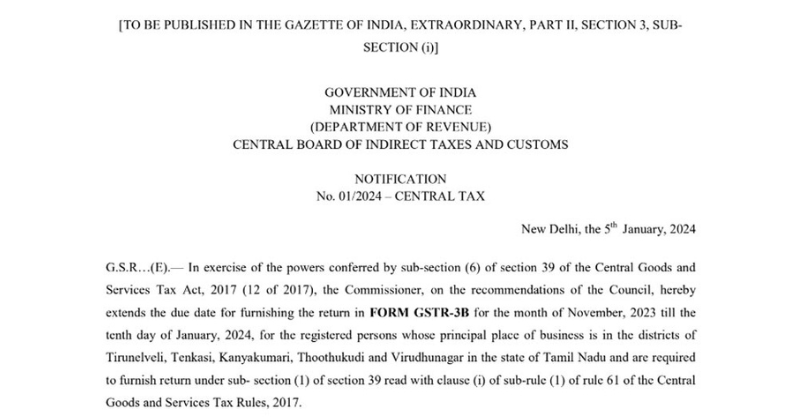 gsthelpline's tweet photo. For certain districts of #TamilNadu, the due date for filing #GSTR3B is now extended till 10th January 2024.
#duedate #extendedduedate