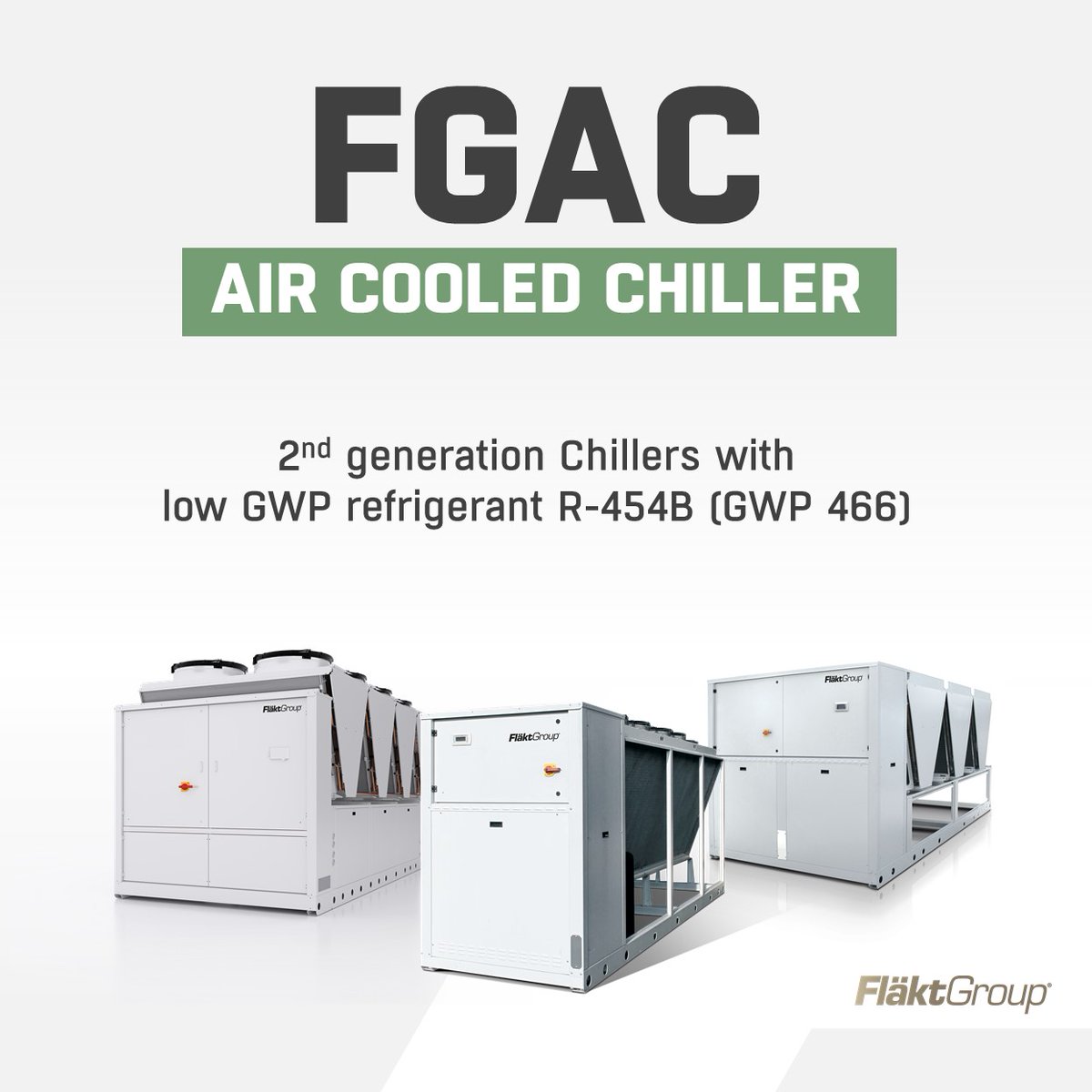 FläktGroup's 2nd generation of low-GWP Chillers with scroll technology. 
For more information get in touch here eu1.hubs.ly/H06PT8m0