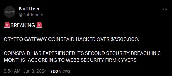 blockpostIR's tweet photo. بیش از 7.5 میلیون دلار از یکی از درگاه‌های پرداخت #رمزارزی به نام CoinsPaid هک شد. براساس گزارش شرکت امنیتی اطلاعاتی #بلاک‌چین سایورس (Cyvers)، این درگاه پرداخت، در طی 6 ماه گذشته دومین نقص امنیتی خود را تجربه کرده است.
#بلاک_پُست
#Blockchain
#Blockpost
https://t.co/aM6DmnYnCv https://t.co/6ZxykDCJ5c