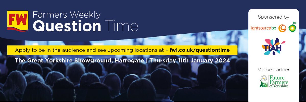 *THIS WEEK, last chance to apply for a place* 📆 Thursday 11 January We've teamed up with @FarmersWeekly to host a QuestionTime feat. @RobynVinter @SophieThroup1 @_RobbieMoore @FeraScience's Andrew Swift & @CommonsEFRA Chair Sir Robert Goodwill MP. See: yas.co.uk/future-farmers…