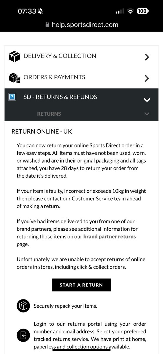 hodsonreed's tweet photo. @SportsDirectUK why is there no way to contact you via your website and when I try to return an item within the 28day return window do I get told I can’t return it after 7th Jan??? https://t.co/exQDOp20XJ