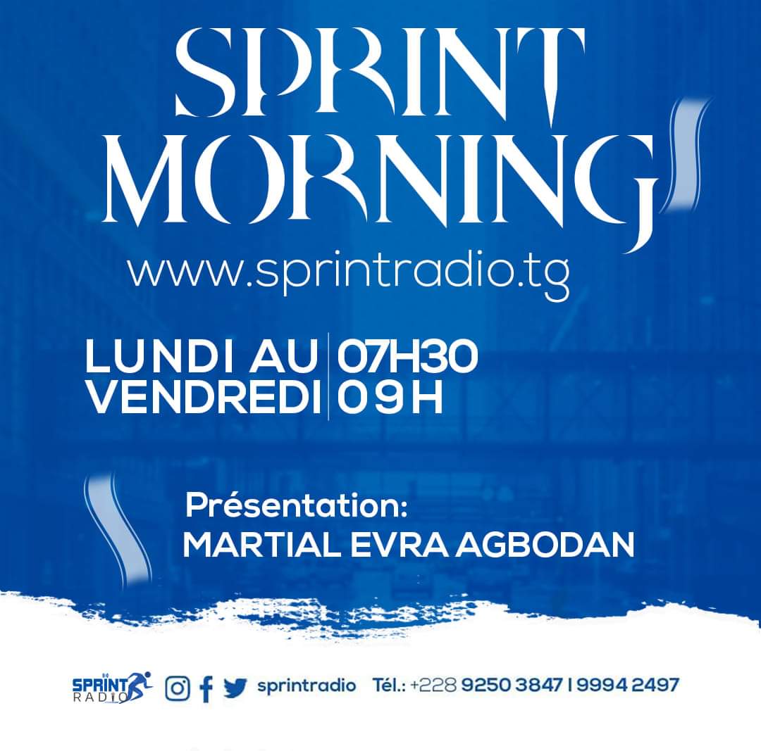 Hello!!!
Suivez la Matinale sur le sprintradio.tg avec Martial Evra Agbodan. De la bonne musique, des infos d'ici et d'ailleurs sont au menu. 
#SprintRadio
#GroupeSoSports