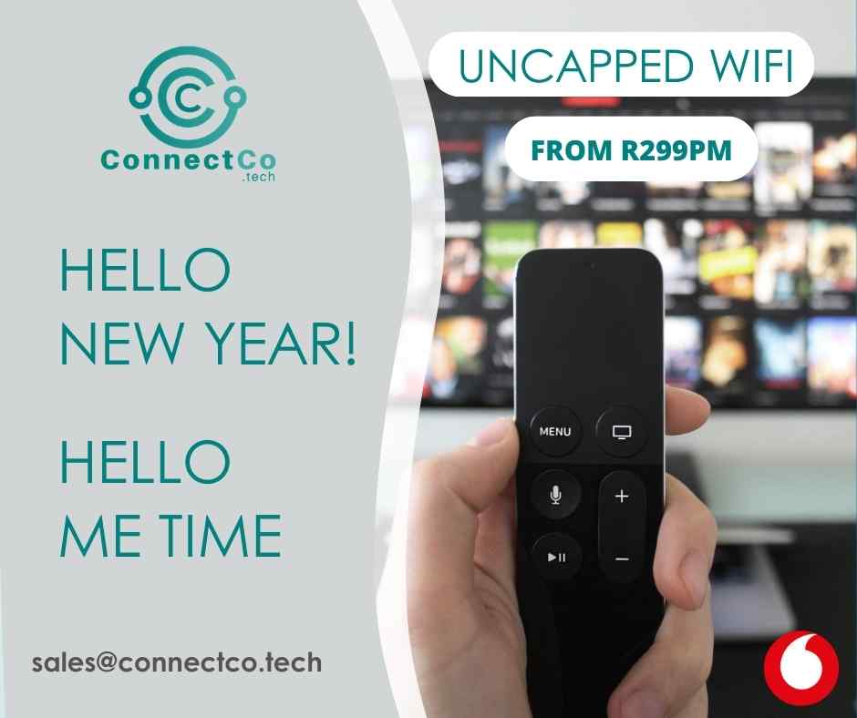 ConnectCoTech's tweet photo. As the #sillyseason draws to a close, it's time to prioritise some long overdue #metime 

Get into the mood by watching your favourite shows buffer free with our high speed #wifi

#baebeyondborders #netflix #showmax #southafrica #internet #data https://t.co/b01nXSMTK5