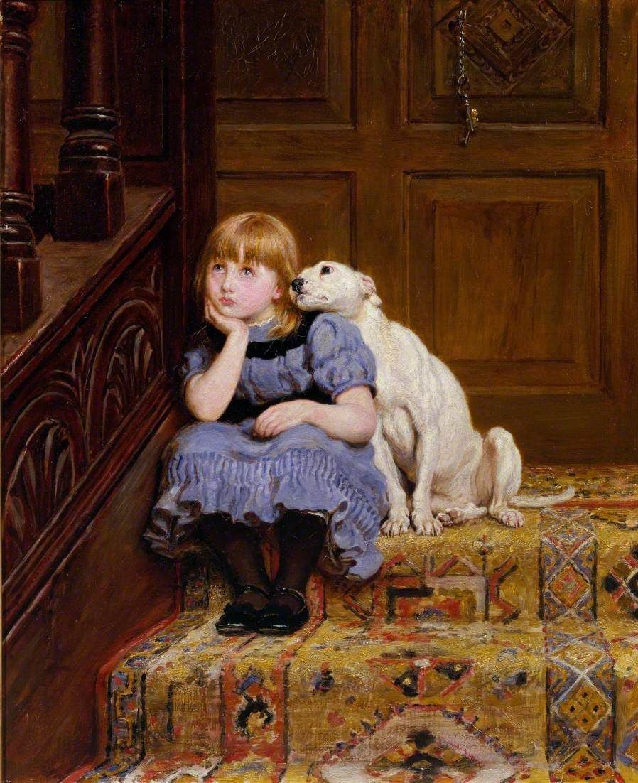 Sympathy (1878) by Briton Rivière (English artist, lived 1840–1920). #dog 'Our perfect companions never have fewer than four feet.' ― Sidonie-Gabrielle Colette.