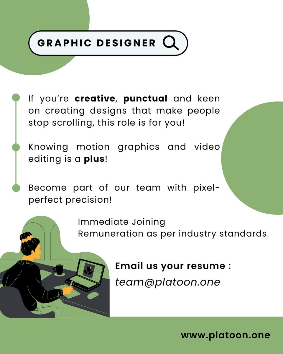 If you are creative, punctual and keen on creating designs that make people stop scrolling, this role is for you! ✨ @PlatoonOneFilms #hiring #graphicdesigner #nowhiring #MumbaiJobs