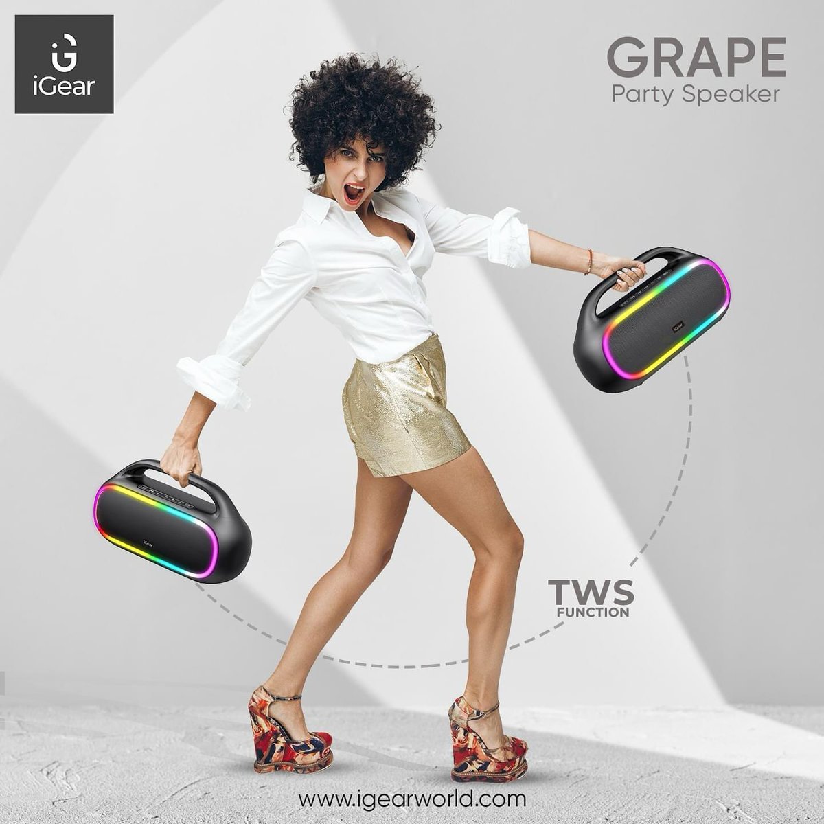 iGear Grape: Unleash Stereo Power, Double the Boom, Twice the Groove! To buy or to know more, visit the link in our bio. #iGearWorld #iGearLifestyle #SeriouslySmart