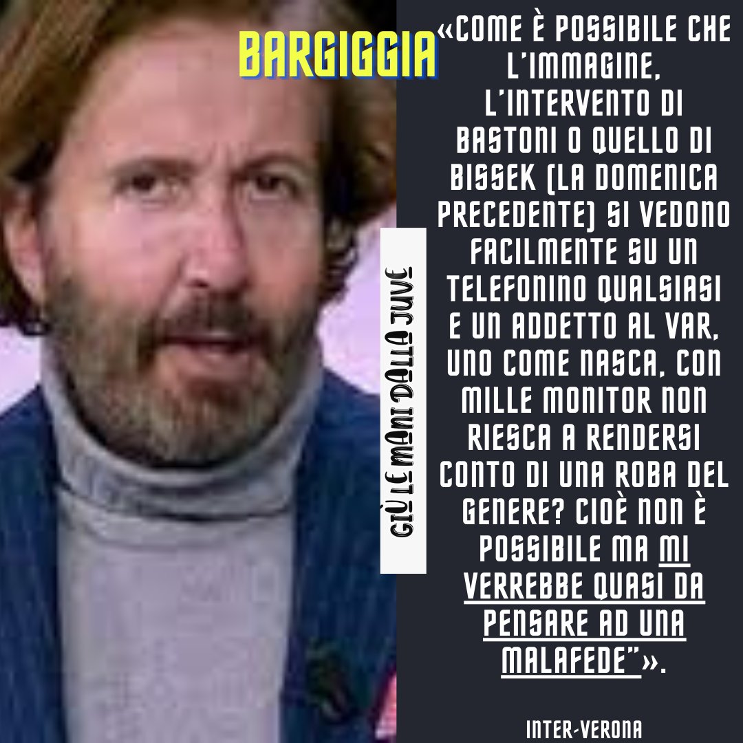 #Bargiggia: "... mi verrebbe quasi da pensare ad una #malafede”. C'è una situazione, ripetuta, che porta chiunque a farsi qualche domanda, soprattutto perchè questi errori, portano sempre beneficio ai #nerazzurri (in modo diretto ed indiretto). #interverona #GenoaInter 
troppo
