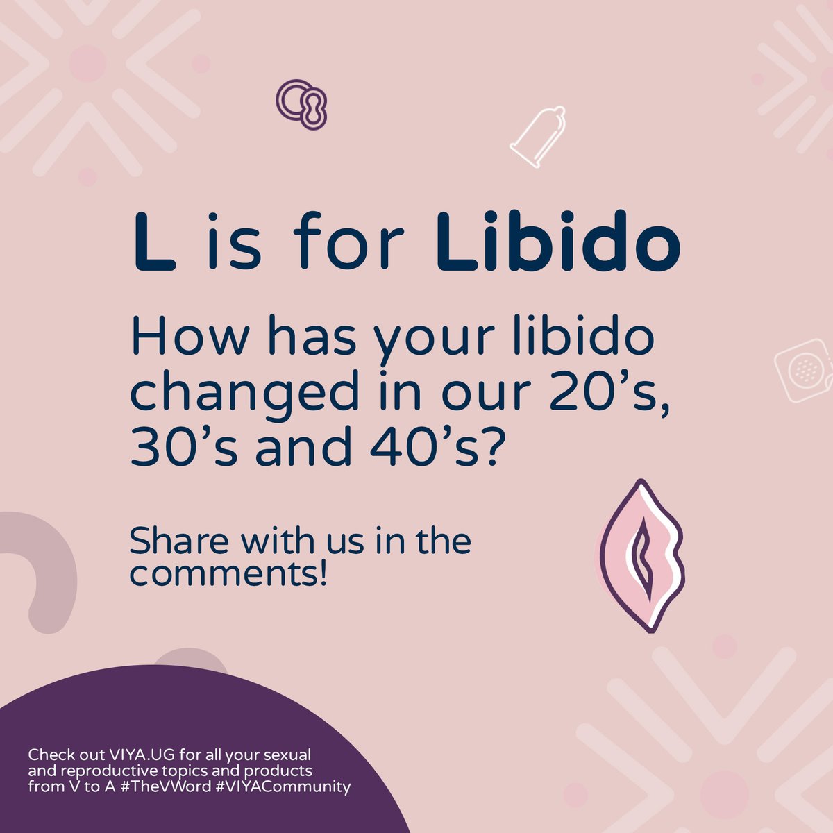 viyahealthug's tweet photo. L is for Libido
Ladies in your 20’s, 30’s and 40’s, how has your libido changed over time?
Share with us in the comments!
Check out https://t.co/sqHVhKq4iM for all your sexual and reproductive topics and products from V to A
#TheVWord #TheVWord #VIYACommunity https://t.co/6ghWuZT6Q4
