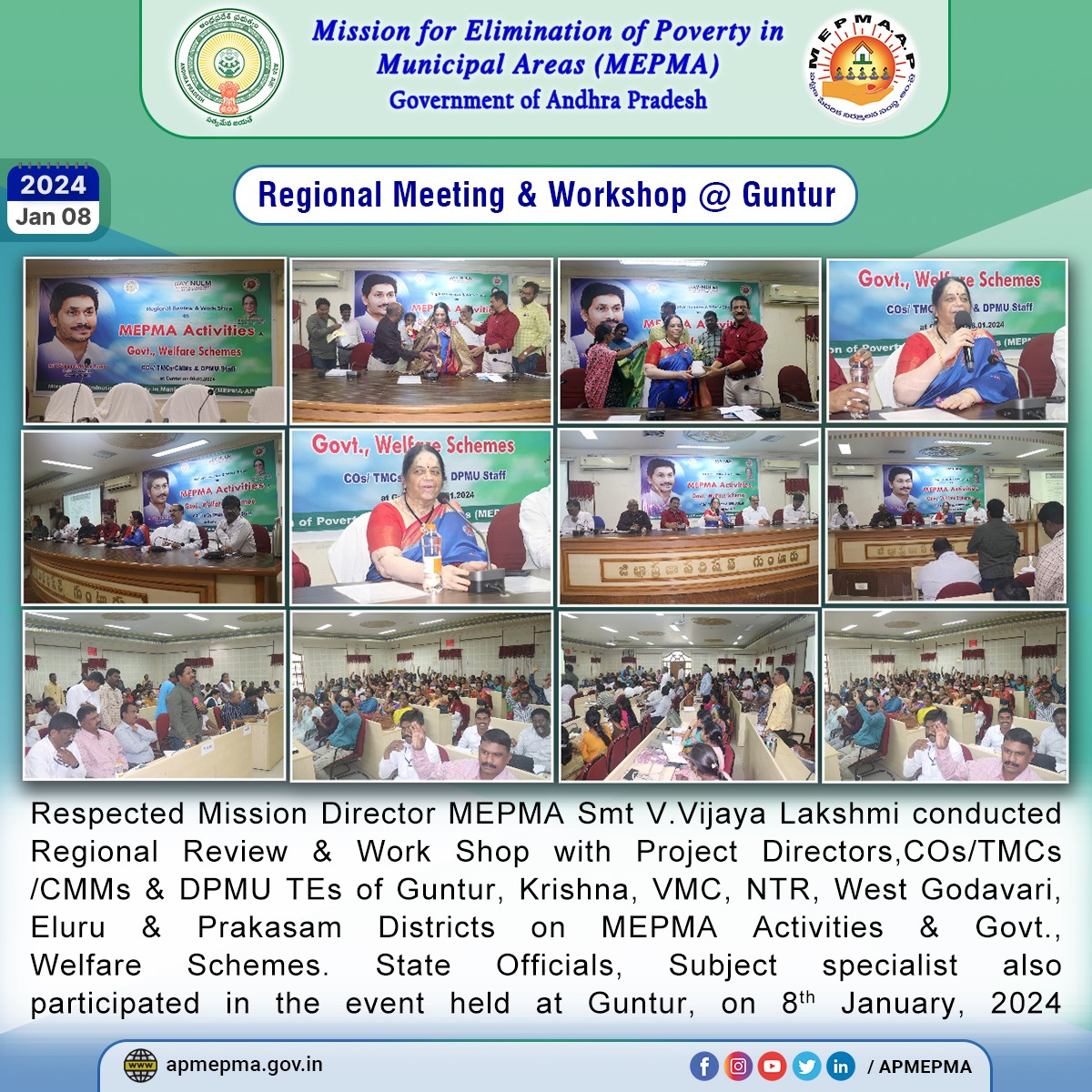 Welfare Schemes. State Officials, Subject specialist also participated in the event held at Guntur, on 8th January, 2024
#GOAP #APMEPMA #ProjectDirector #COs #TMCS #CMMs #DPMU #TEs #guntur #krishna #WelfareSchemes #StateOfficials #january