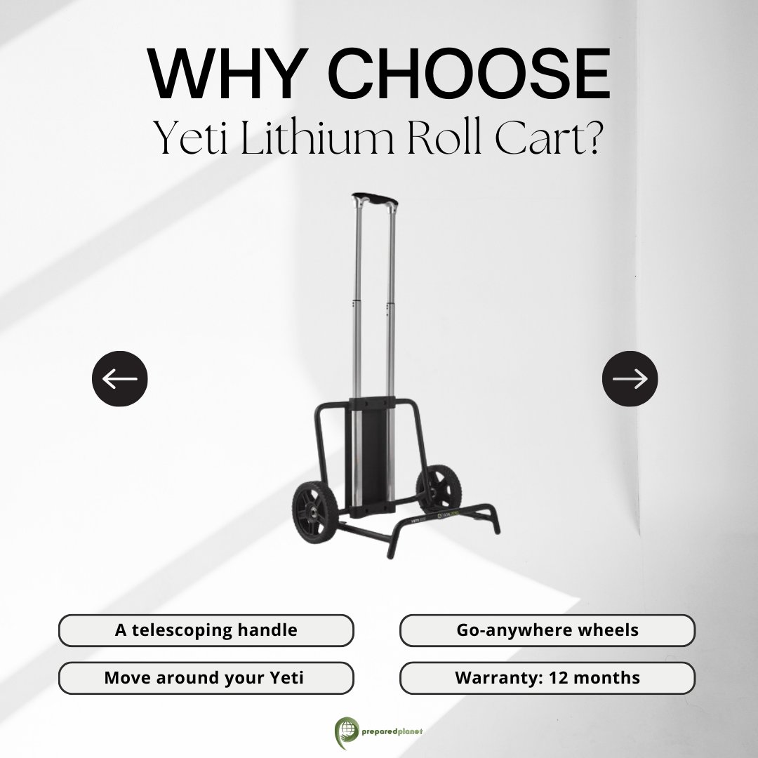 preparedplanet's tweet photo. Move around your Yeti Lithium with ease.
.
For use with the Goal Zero Yeti 1000 Lithium and Yeti 1400 Lithium. (Included with purchase of the Yeti 3000 Lithium) Features a telescoping handle and go-anywhere wheels for getting up to those hard-to-reach places.
.
.
#zeroyeti https://t.co/WmO1zy9q5G