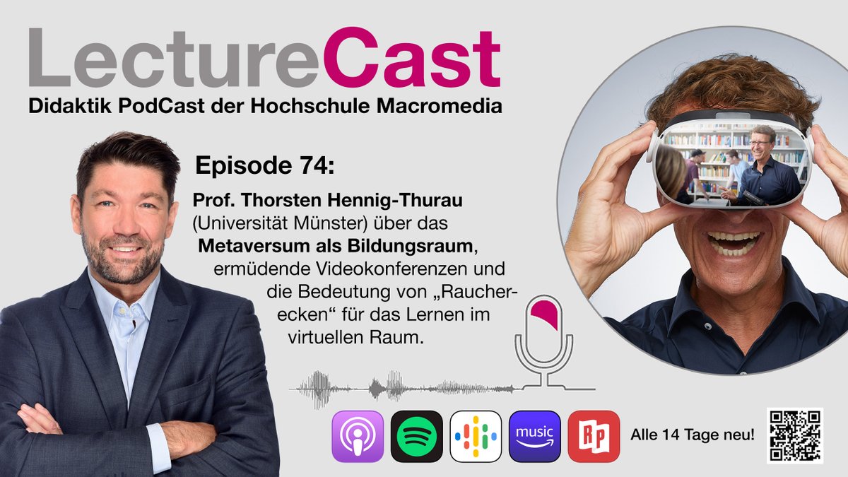 Hebbel-Seeger (@ahs_hh) on Twitter photo Der erste #LectureCast des Jahres 2024: Prof. Thorsten Hennig-Thurau (Universität Münster) über das #Metaversum als Bildungsraum: podcasters.spotify.com/pod/show/macro…
<a href="/hs_macromedia/">Hochschule Macromedia</a> | @nextRealityHH Der erste #LectureCast des Jahres 2024: Prof. Thorsten Hennig-Thurau (Universität Münster) über das #Metaversum als Bildungsraum: podcasters.spotify.com/pod/show/macro…
<a href="/hs_macromedia/">Hochschule Macromedia</a> | @nextRealityHH