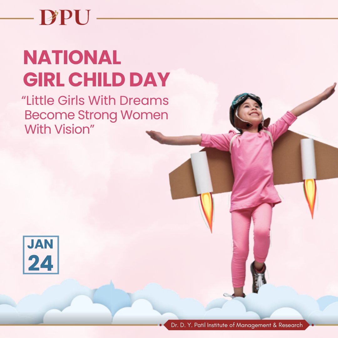 Make Her Shine,
Let Her Fly High,
Give Her the Power to Rise....
Warm wishes on National Girl Child Day 👸

#nationalgirlchildday #girlchild #girlchildday #educationmatters #EducateHer #DYPIMR #mba #mca #mbadigitalmarketing #dpu