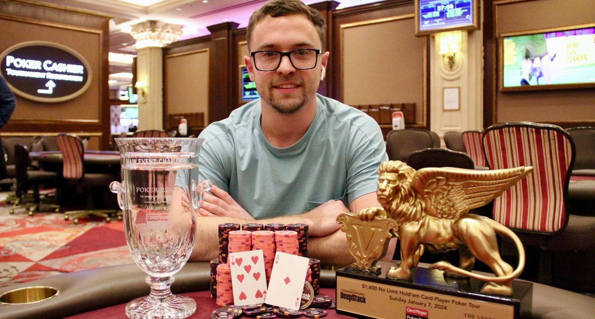 Former online grinder David Coleman took down the 2024 Card Player Poker Tour <a href="/VenetianPoker/">Venetian Poker Room</a>  main event, besting a field of 457 entries in the $1,600 event to earn $115,989 and his first live tournament title.

"It’s a big monkey off my back ."

STORY: cardplayer.com/poker-news/285…