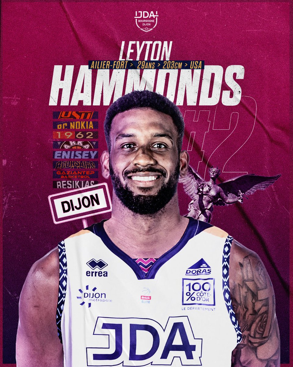 ✍️ Leyton Hammonds (29ans - 203cm -🇺🇸) s'engage avec la JDA pour remplacer Aleks Lazic au Poste 4.

ℹ️ L’intérieur bosnien avait fait part au club il y a quelques semaines de son souhait de quitter la JDA.

📄 Toutes les infos et déclaration ici : bit.ly/48AYJ9o

#MyJDA
