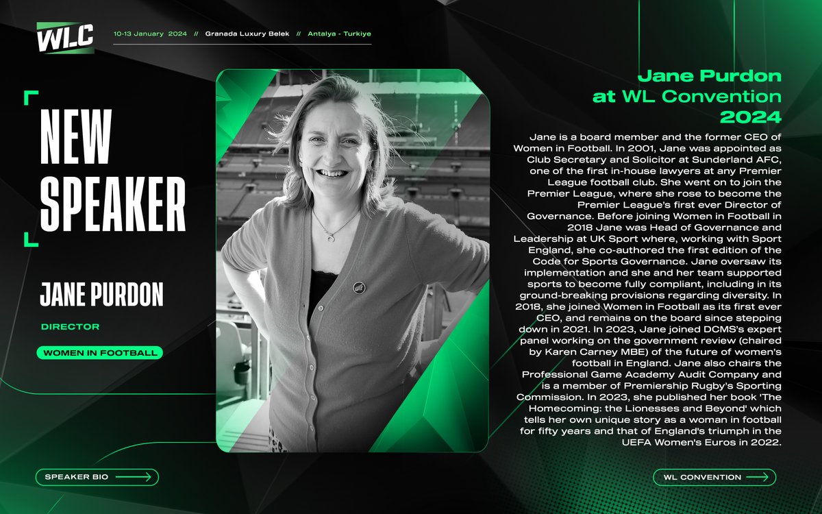 AWinterleague's tweet photo. New Speaker! 🎙️      
𝐉𝐀𝐍𝐄 𝐏𝐔𝐑𝐃𝐎𝐍
𝐃𝐢𝐫𝐞𝐜𝐭𝐨𝐫

#wlc24 #wlconvention #janepurdon #womeninfootball https://t.co/G8DsBsgQ68