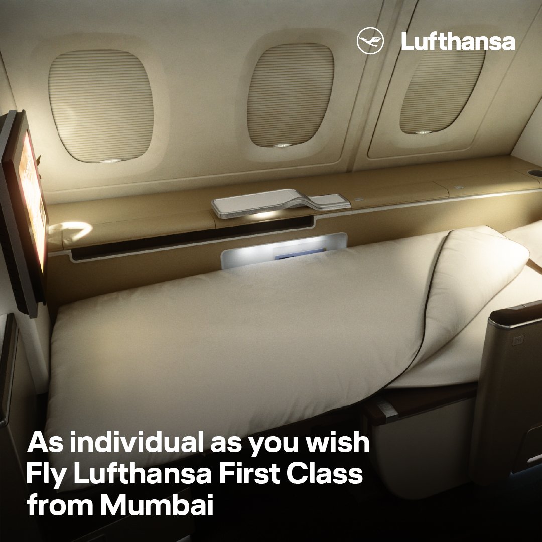 Lufthansa_India's tweet photo. Indulge in personalized travel with Lufthansa First Class from Mumbai to Munich, starting April 8, 2024. Unparalleled elegance, comfort, and attention await you. Tailor your journey. Book your exclusive seat now!
#FirstClass #LufthansaFirstClass #A340 #MumbaiMunich https://t.co/Jna8w5fhtW