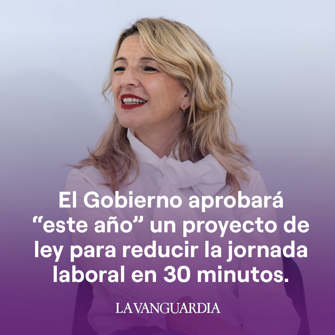 Sortir 30 minuts de la feina cada dia, sense rebaixa de sou.

Guanyar temps, per a una vida millor.

Aquesta és una de les mesures de Yolanda Díaz que volem aprovar aquest any.

#laboral #tiempo #vida