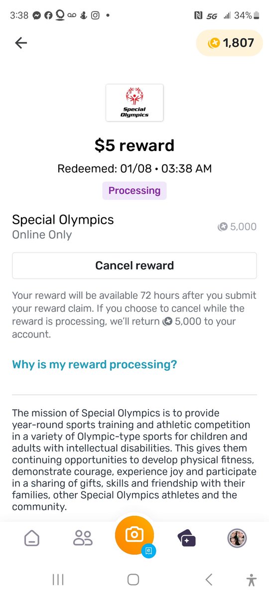 I just donated 5,000 fetch reward points to @SpecialOlympics In 2024 let's break a record for donated points ! @FetchRewards #fetchapp #fetchfam use code NF8VK to join now!