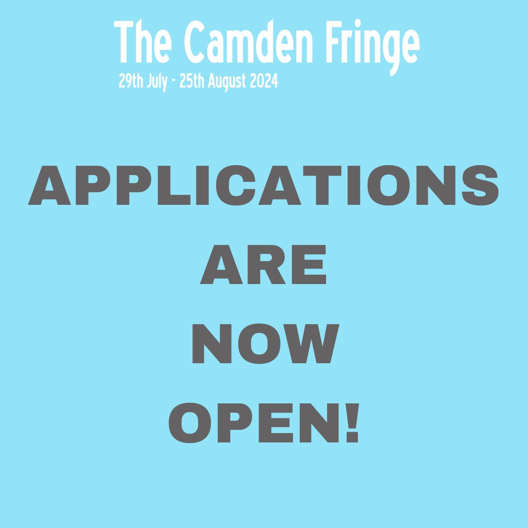 Camden Fringe (@camdenfringe) on Twitter photo We are now accepting applications for the 2024 Camden Fringe.
Applications are again going through <a href="/eventotron/">Eventotron</a> .
For more information on how it works and what it costs to be part of the Camden Fringe please see camdenfringe.com/take-part/ We are now accepting applications for the 2024 Camden Fringe.
Applications are again going through <a href="/eventotron/">Eventotron</a> .
For more information on how it works and what it costs to be part of the Camden Fringe please see camdenfringe.com/take-part/