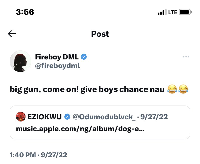 Fireboy and Odumodu in 2022

Fireboy has co-sign Odumo since 2022 🙄🥶 
Now they have a song 

Odumodu x Fireboy -“FireGun”