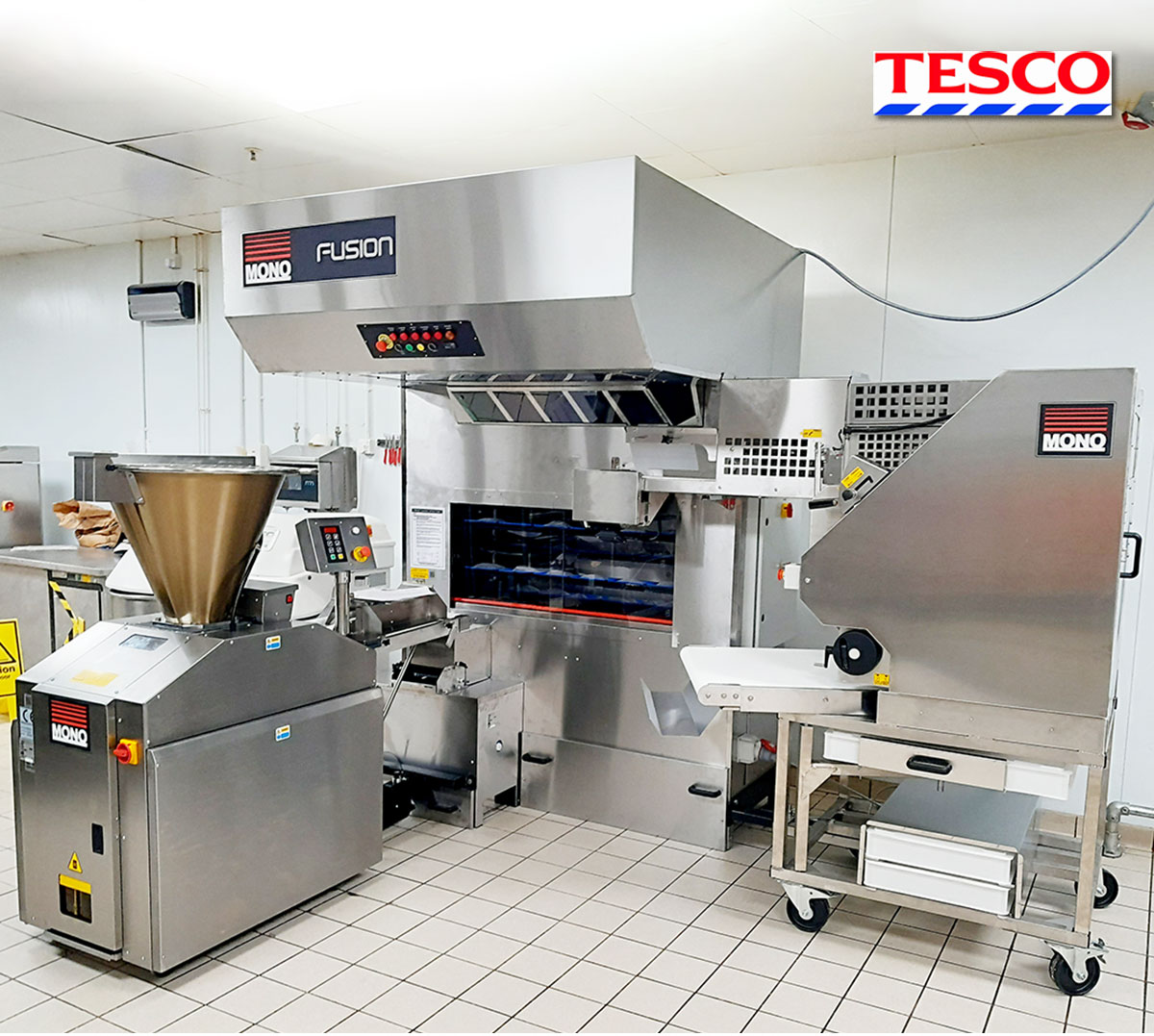 monoequipment's tweet photo. MONO CELEBRATES THE INSTALLATION OF ITS FUSION BREAD PLANT @ #TESCOEXTRA #CLAYCROSS! We wish the bakery team at Tesco the very best with its new MONO bread plant. #Tesco #TescoExtra #InStoreBakery #ISB #BreadPlant #Bakery #Bread #Sourdough #Baguettes #MonoEquipment #Chesterfield https://t.co/zpxfDkC5R9