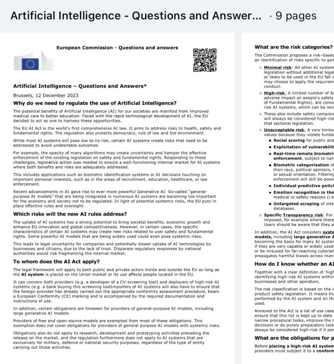 Cecy6Dof's tweet photo. #EU #AI #ACT: What are the main #questions everyone asks about #Artificial #Intelligence?
The #EuropeanCommunity has #answered the most common questions:
https://t.co/v9ADc1Kl8B https://t.co/R61nIqGwai