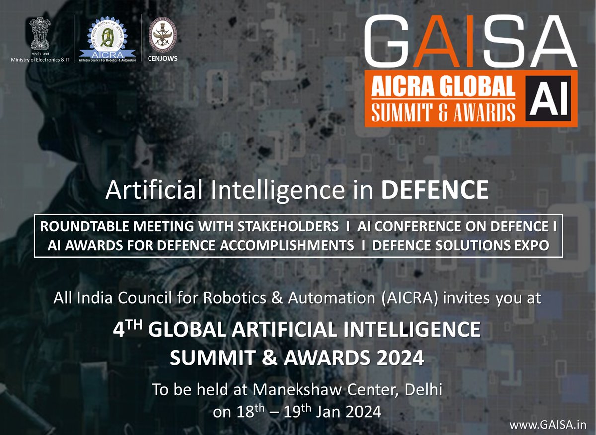 👉 Secure your Delegate Pass! 👉 AI Accomplishments Awards in Defence Sector 👉 Meet Sr. Officials of Defence, Policy Makers, Industry Leaders. 👉 Explore DefTech Solutions at GAISA Expo Visit: GAISA.in #defence #defencetechnology #defencenews #defenceindustry