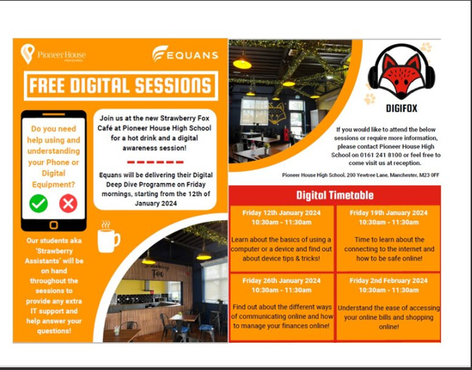 MCCHulme's tweet photo. Come along to the Strawberry Fox Cafe - update your digital skills while enjoying a brew , eating cake and meeting new people.
@MCCHulme  @PioneerHighSch @MCCBurnage @MCCWythenshawe  @MCCSharston https://t.co/QOBBFg4StH
