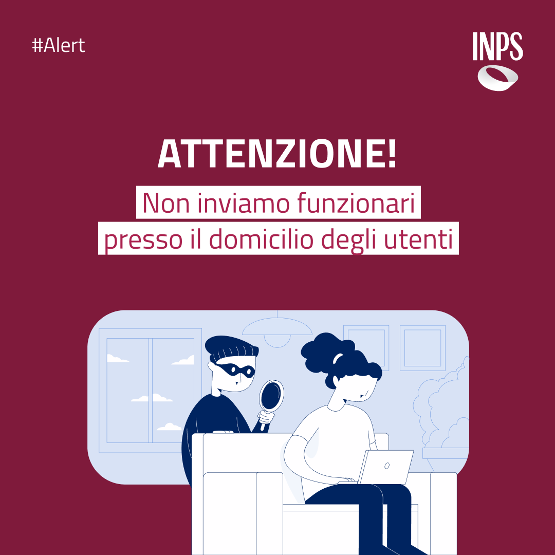 ⚠️ #Attenzione ai falsi #funzionari #INPS! L'Istituto non invia incaricati presso il domicilio degli utenti e assistiti.
#InpsComunica #Alert #AttentialleTruffe #FunzionariInps