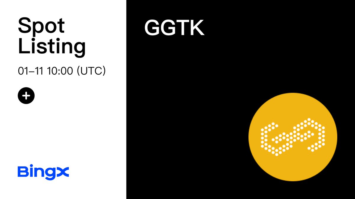 📢 Spot New Listing
$GGTK listing on #BingX!
🔹Trading Pair: GGTK/USDT
🔹Trading Time: 2024-01-11, 10:00 (UTC)
More details 👉 bingx.com/support/articl…

$100 in GGTK #Giveaway for 5 BingX fam &amp; this tweet:
✅ Follow <a href="/BingXOfficial/">BingX</a> &amp; <a href="/gg_dapp/">GG DApp</a> 
✅ RT + Tag 3 friends