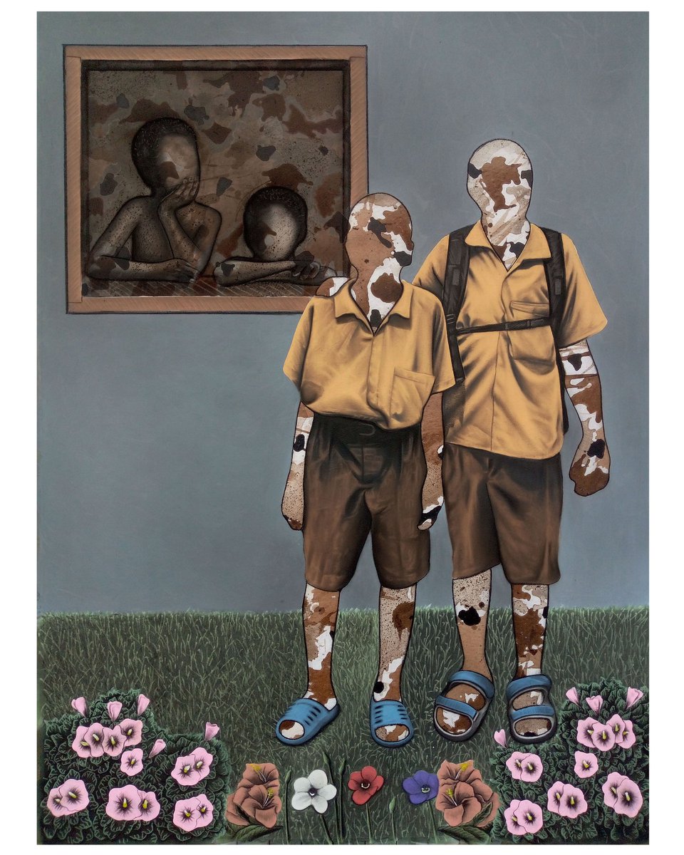 BioBenjaminArt1's tweet image. &quot;There isn&apos;t a particular way to create art; the only way is how you decide to make it.&quot;

Title: Mirror Of Tomorrow, 2022 
Size: 40 x 56 inches
Material: leaf pigment, charcoal, acrylic and watercolours on canvas. 

(Project: Suppose I Juxtapose)

#biobenjaminart  #newage