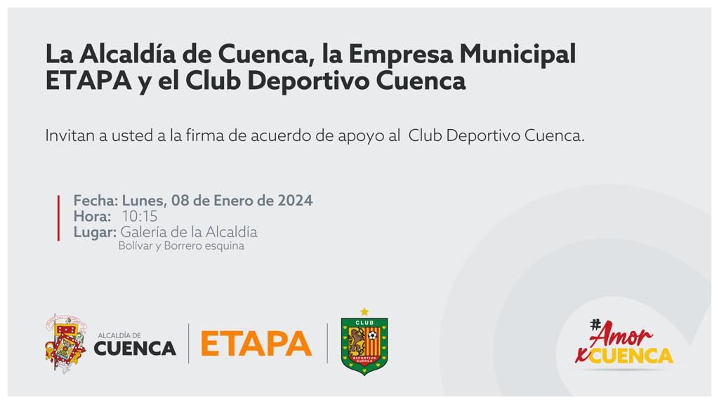 #CopaSudamericana

Invitamos a la rueda de prensa para dar a conocer acciones que permitan al <a href="/DCuencaOficial/">Club Deportivo Cuenca</a> jugar la copa en casa, respecto de las luminarias del estadio.

Unidos por nuestro equipo🔴⚫️