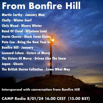 listen_camp's tweet photo. 📢 soon!

4-5pm: From Bonfire Hill

Music, songs, words, sounds, symphonies and anthems from the uncanny slopes of Bonfire Hill. An aural almanac. 

https://t.co/F2pvK76cGA
#Electronic #Folk #FolkLore #FieldRecording #MemoryScape

*⏰CET https://t.co/YUZwndH9QU