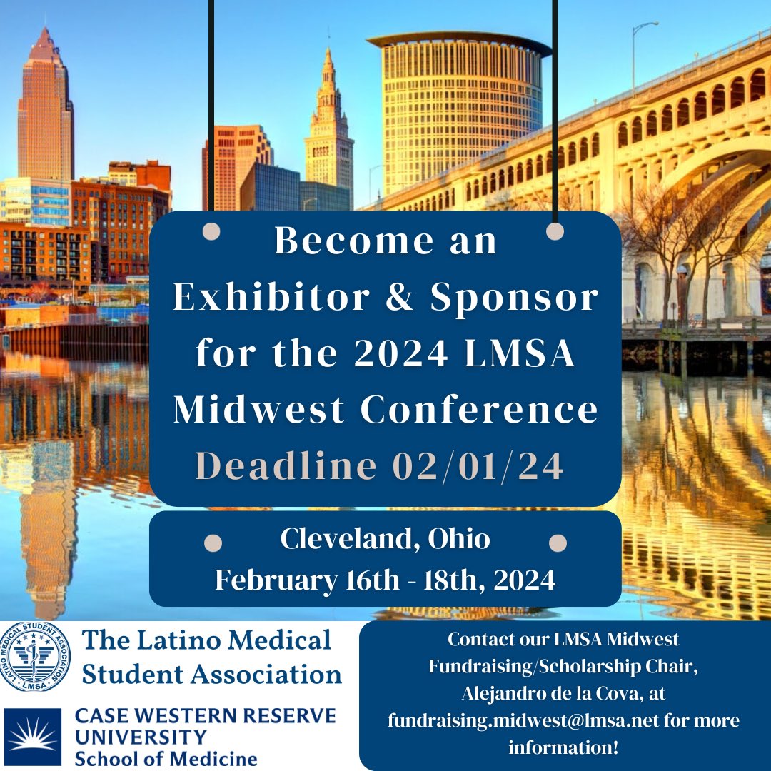 LMSA_Midwest's tweet photo. #MedTwitter become an Exhibitor &amp; Sponsor for the 2024 LMSA Midwest Conference held at @CWRUSOM on February 16-18th, 2024 in Cleveland, OH‼️

Join us &amp; connect with excellent medical students in the Midwest 🙌🏼

📍Linktree for more information, thank you!! https://t.co/XOjbDaVNvk