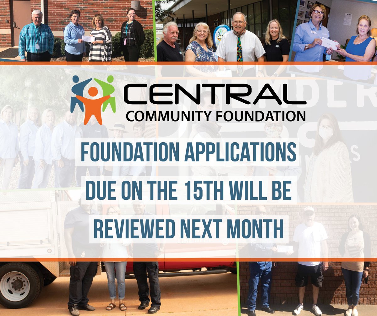 Central Community Foundation grant applications are due in one week, January 15, to be reviewed at the February foundation meeting. Learn more and submit your application at mycentral.foundation