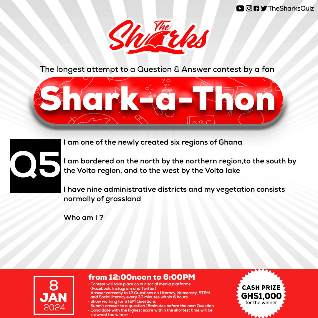thesharksquiz's tweet photo. Question 5 is now available!

You have 15 minutes to provide the right answer.

The next question will be released at 2:30 p.m.

#TheSharks
#Sharkathon https://t.co/XWQmVfiBsI
