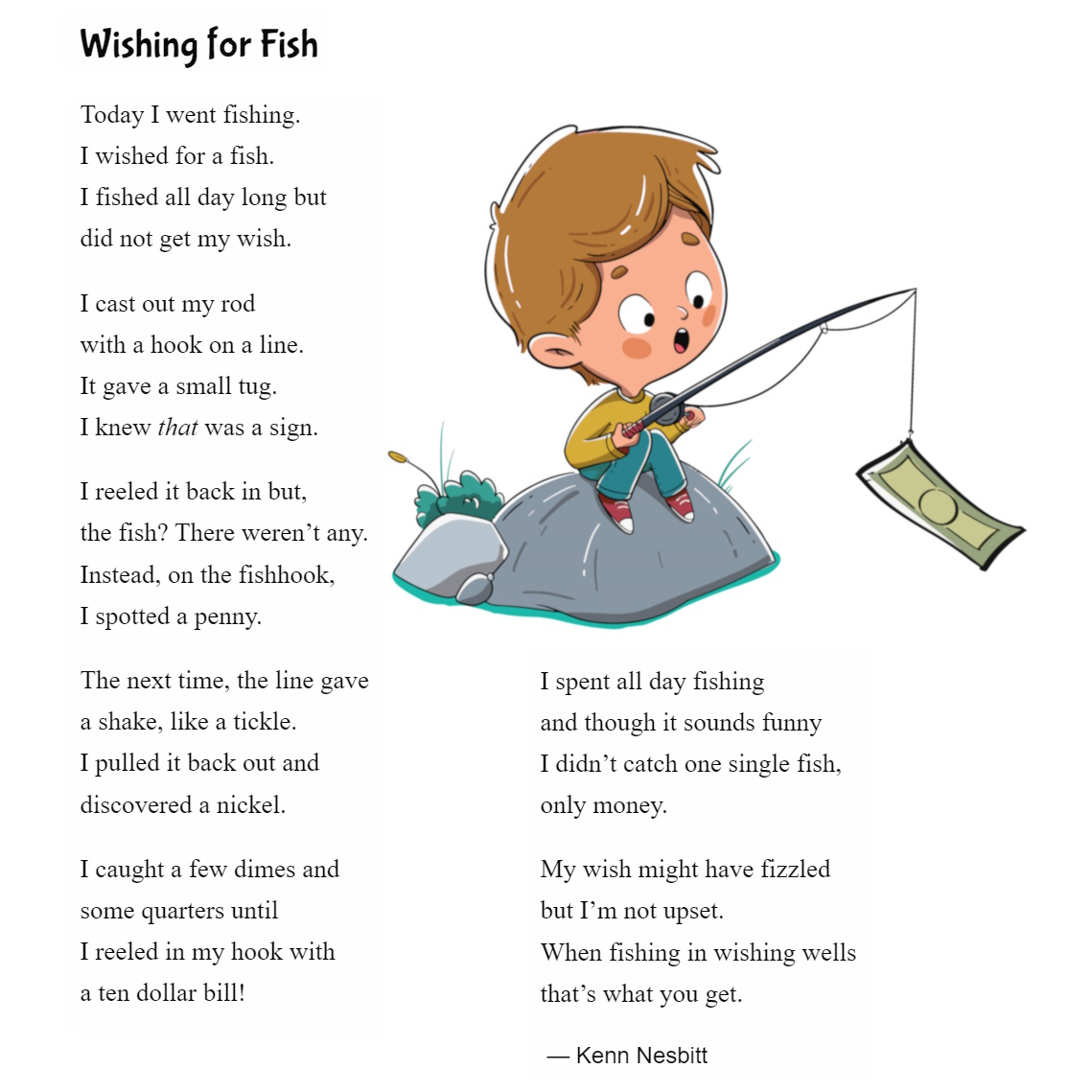 Kenn Nesbitt on X: New funny poems for kids: Wishing for Fish   #fishingpoem #funnypoem #childrenspoetry  #poetry4kids  / X