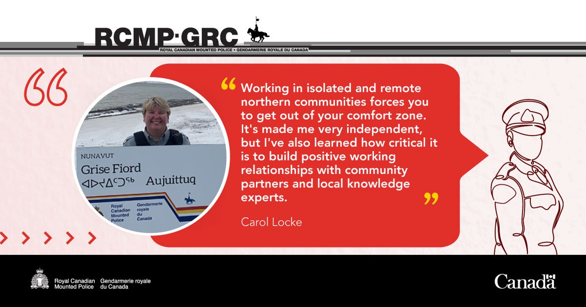 Cst. Carol Locke became a police officer to help people. In her 20 years with the RCMP, she’s lived and worked in northern Manitoba, Nunavut, Northwest Territories, and Yukon. Read her advice for anyone interested in becoming a Mountie. rcmp-grc.gc.ca/campaigns-camp…