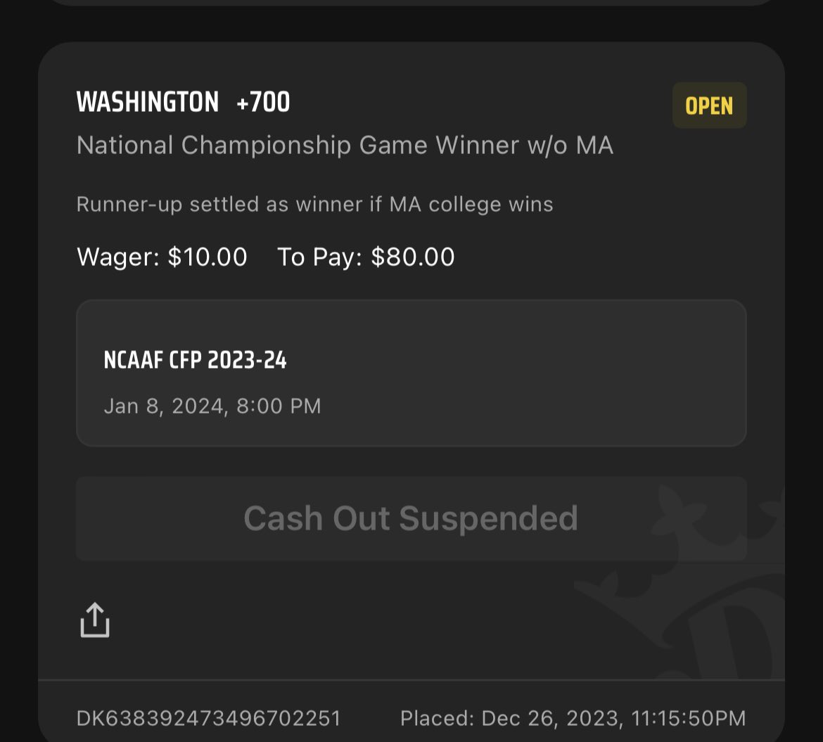 goldencrustprov's tweet photo. I blessed Washington with a national championship on Sept. 27. TRIPLE DOWN. Biggest bet of my life #Elephantitis https://t.co/VDLrcAiqYS