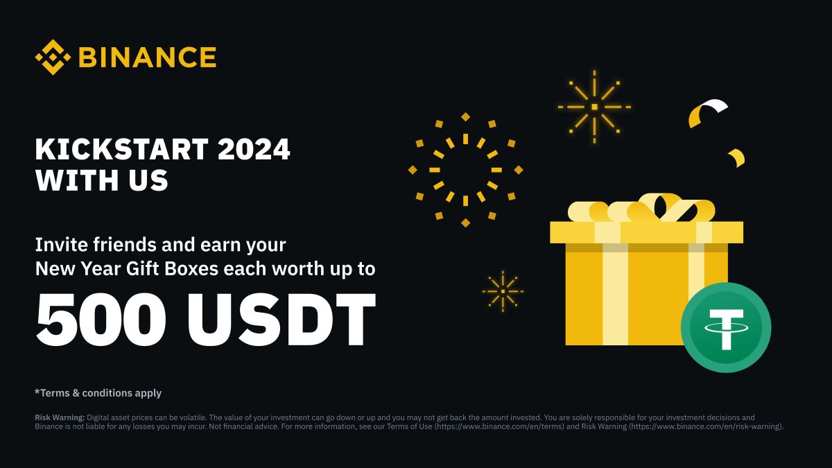 Refer friends, earn free crypto 🤝 Kickstart your 2024 by referring your friends to #Binance and secure your share of 10,000 $USDT in rewards! Get started ➡️ binance.com/en/activity/li…