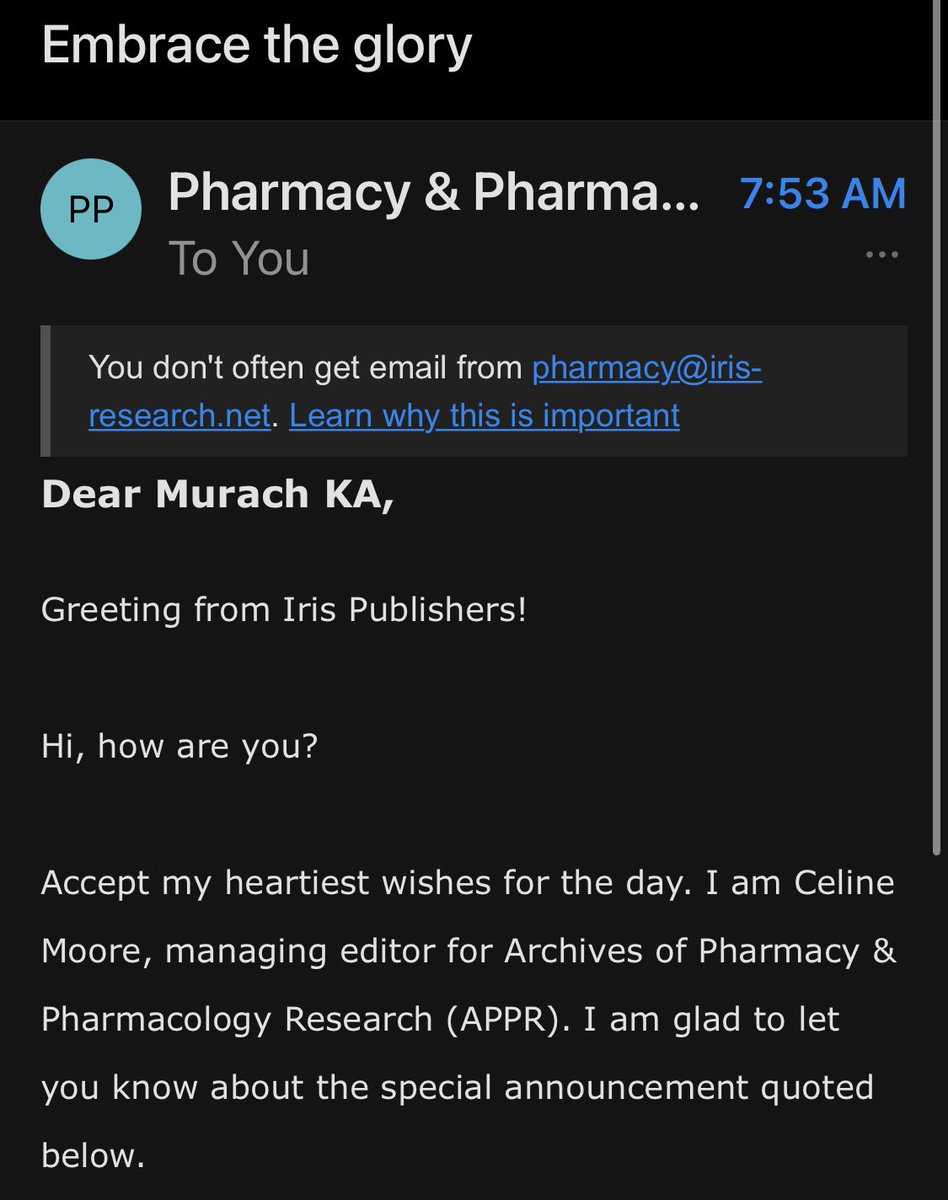 Should I embrace the glory? #AcademicTwitter #spam #predatoryjournals