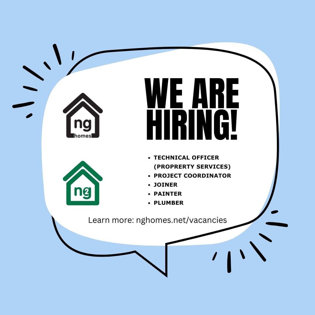 Looking for a new opportunity? 

ng homes is recruiting for a Technical Officer (Property Services) and a Project Coordinator to join the team ... and our subsidiary #ng2 is recruiting too!

Find out more > nghomes.net/vacancies/