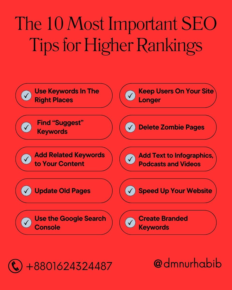 dmnurhabib's tweet photo. The 10 Most Important SEO Tips for Higher Rankings

#seo
#searchengineoptimization
#seotools
#digitalmarketing
#marketingtools
#seotrends2024
@dmnurhabib https://t.co/G8PNlYYnTz