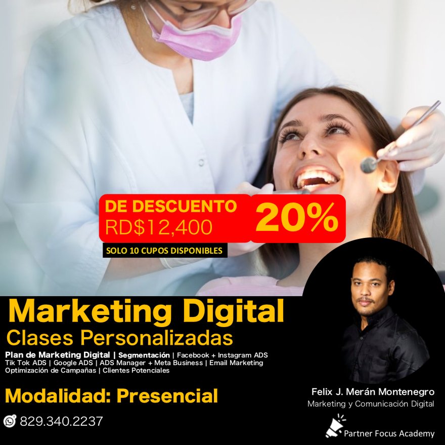 partnerfocus's tweet photo. 😍🔥🎊🎉 Clases Personalizada de Marketing Digital 𝗦𝗼𝗹𝗼 10 𝗰𝘂𝗽𝗼𝘀 𝗱𝗶𝘀𝗽𝗼𝗻𝗶𝗯𝗹𝗲𝘀 Enero  𝟮𝟬𝟮4
.
APRENDE a promover, posicionar, captar oportunidades de ventas y dar seguimiento de clientes.
Son *clases personalizadas dónde solo está usted y el facilitador* https://t.co/AWEIK9rOIu