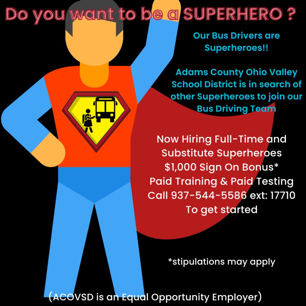 Now Hiring!! Fulltime and Substitute Bus Drivers.